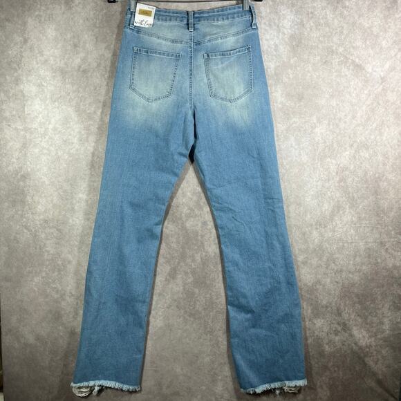 YMI Jeans Womens Size 11/30 Blue Denim High Rise Flare Side Destruction NEW - Picture 7 of 14